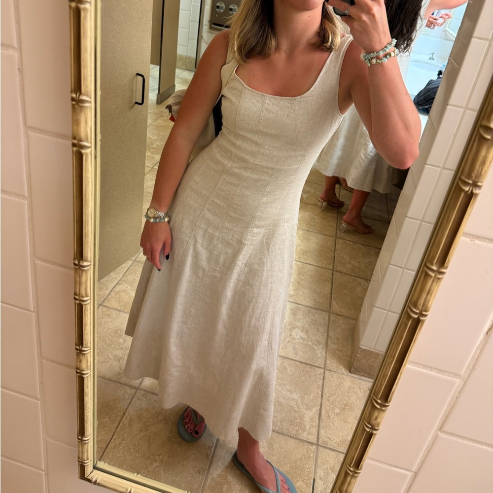 Banana Republic cream linen dress